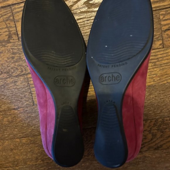 Arche Raspberry Closed Toe Suede Wedges (2") - Picture 4 of 4